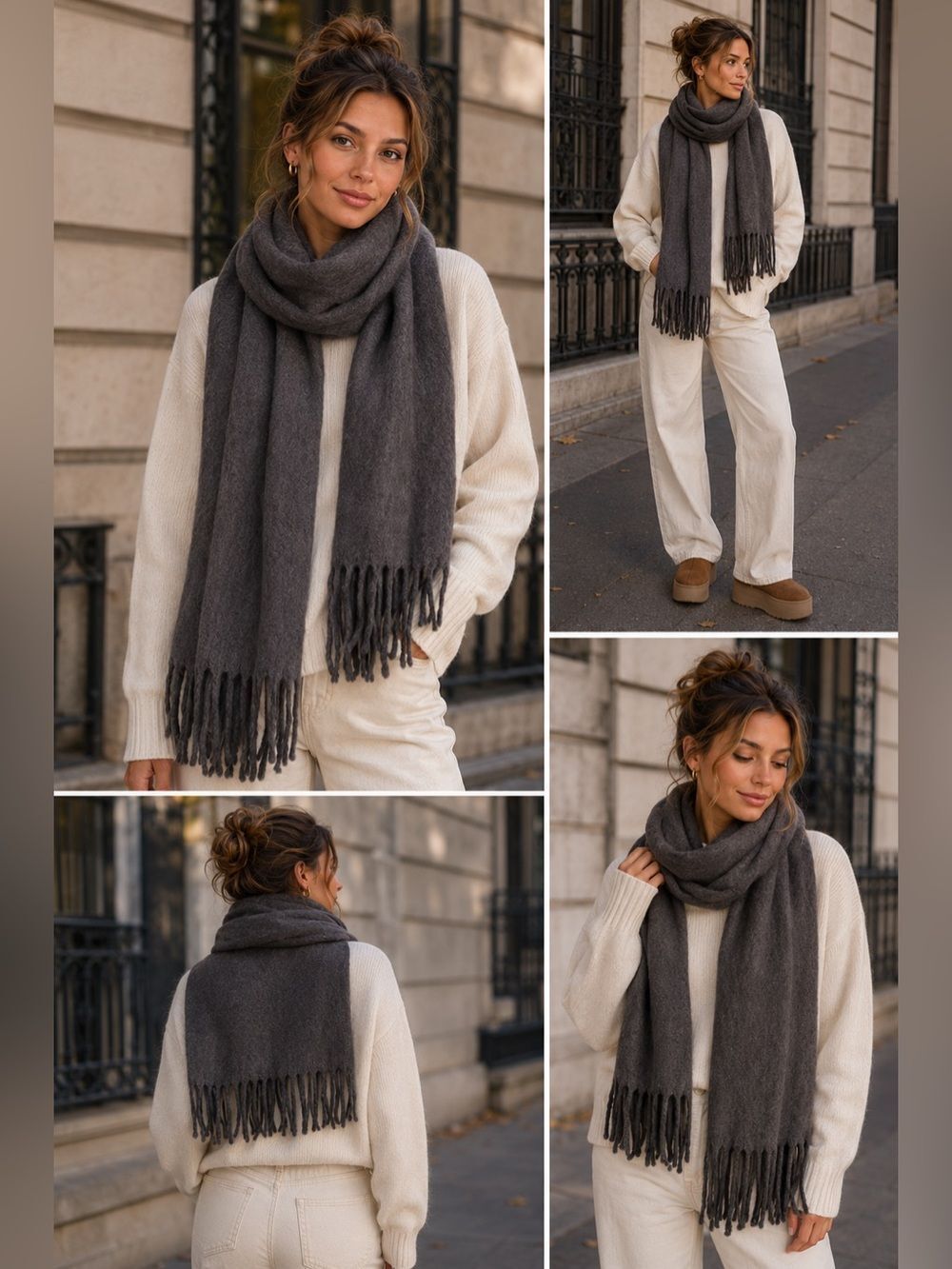 J. Ferrar Women's Scarf Solid Grey Heather 19” X 75” NWT
